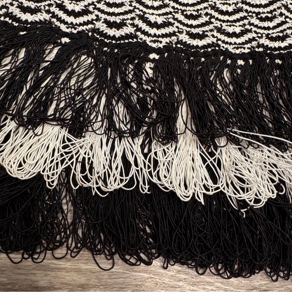 White House Black Market Black White Knit Tassel Fringe Strapless Corset Bustier - Picture 15 of 16